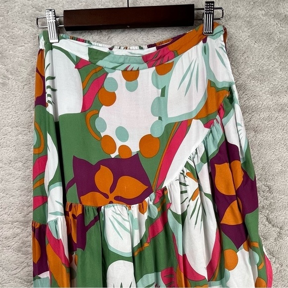 Rachel Ray Floral Wrap Skirt Medium High Low Bold Fall Colors - Picture 2 of 14